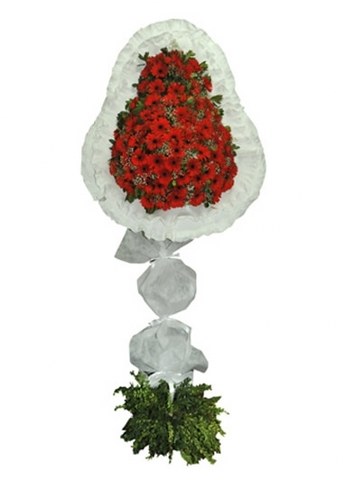 Kırmızı çiçeklerden oluşan tek katlı çelenk